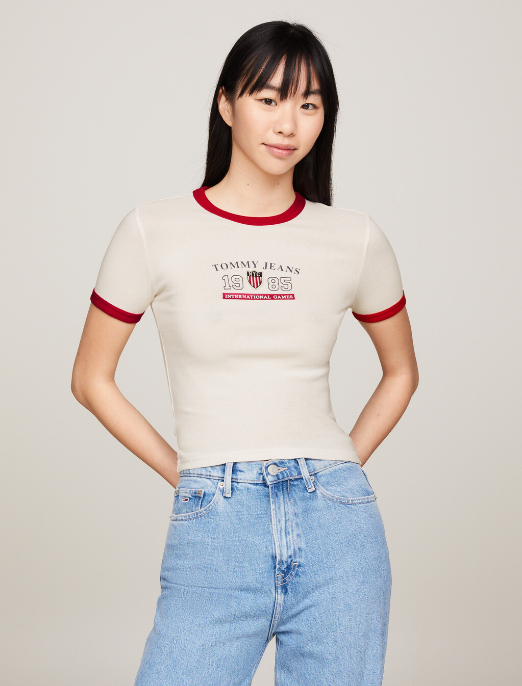 TJ x INTERNATIONAL GAMES 拼色 T 恤, Ancient White, hi-res
