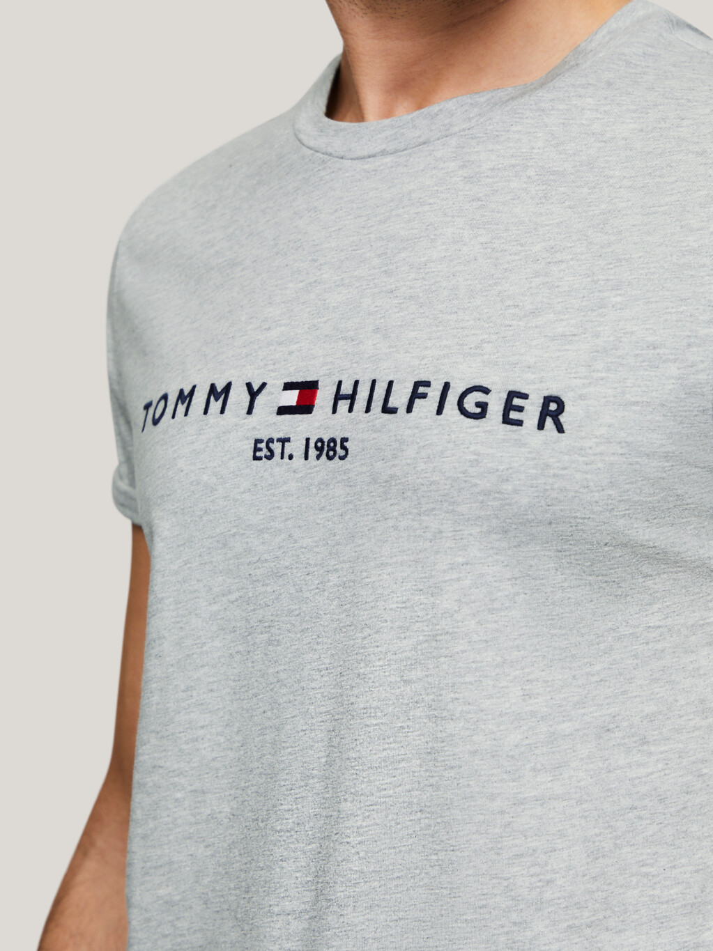 Core Tommy 標誌 T 恤, Light Grey Heather, hi-res