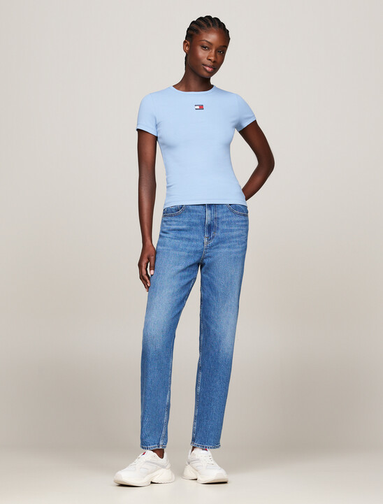Slim Badge Ribbed T-Shirt, Westside Blue Slim Badge Ribbed T-Shirt