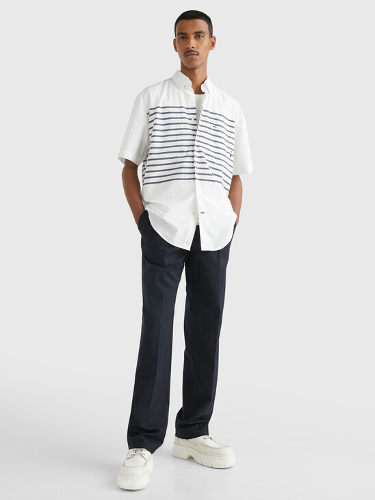 Breton Stripe Oversized Short Sleeve Shirt