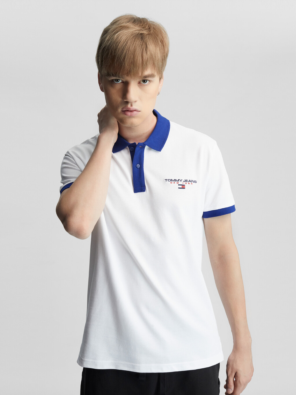 Classic Contrast Collar Polo, White, hi-res