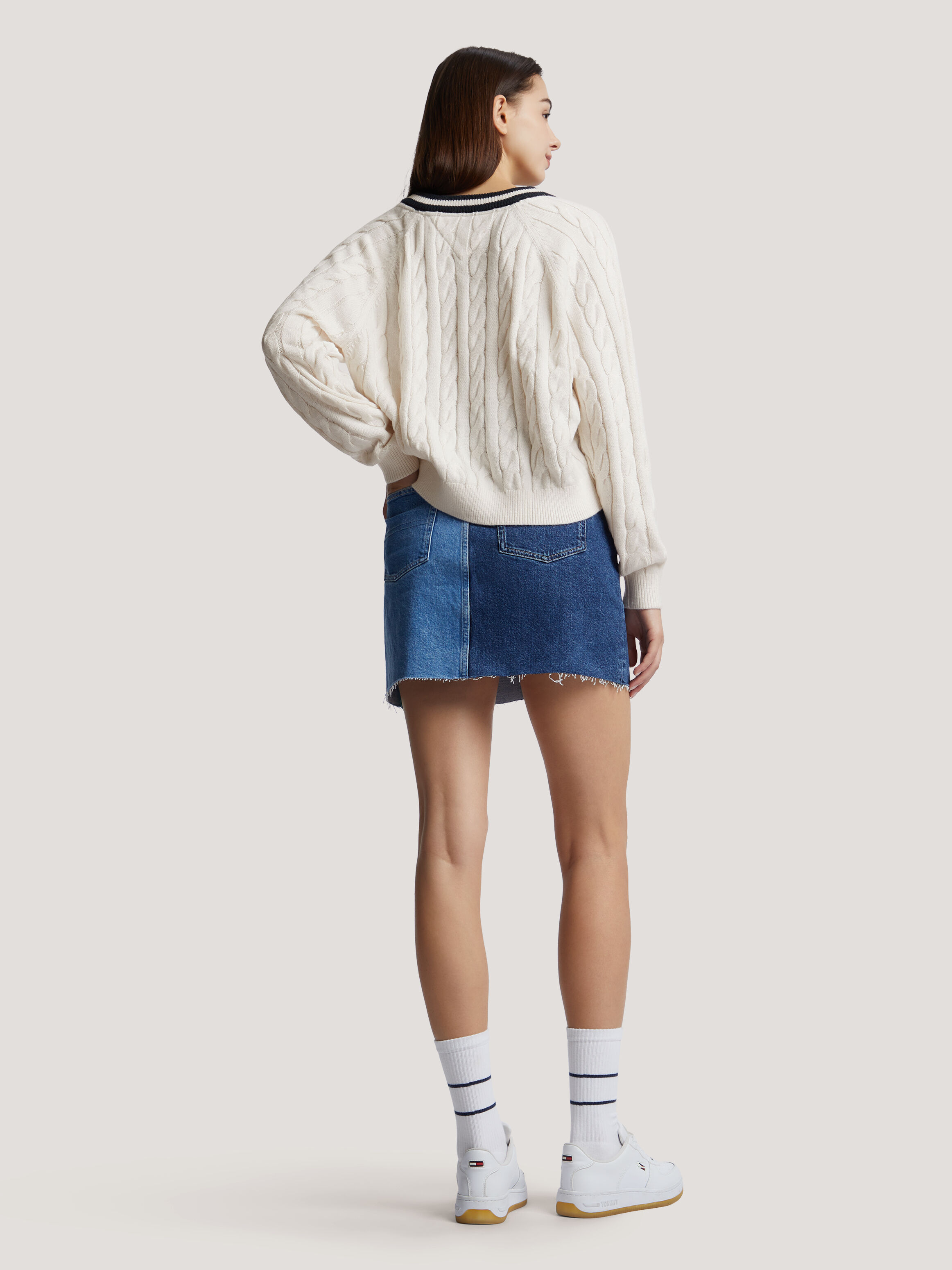 Cable knit varsity sweater new arrivals