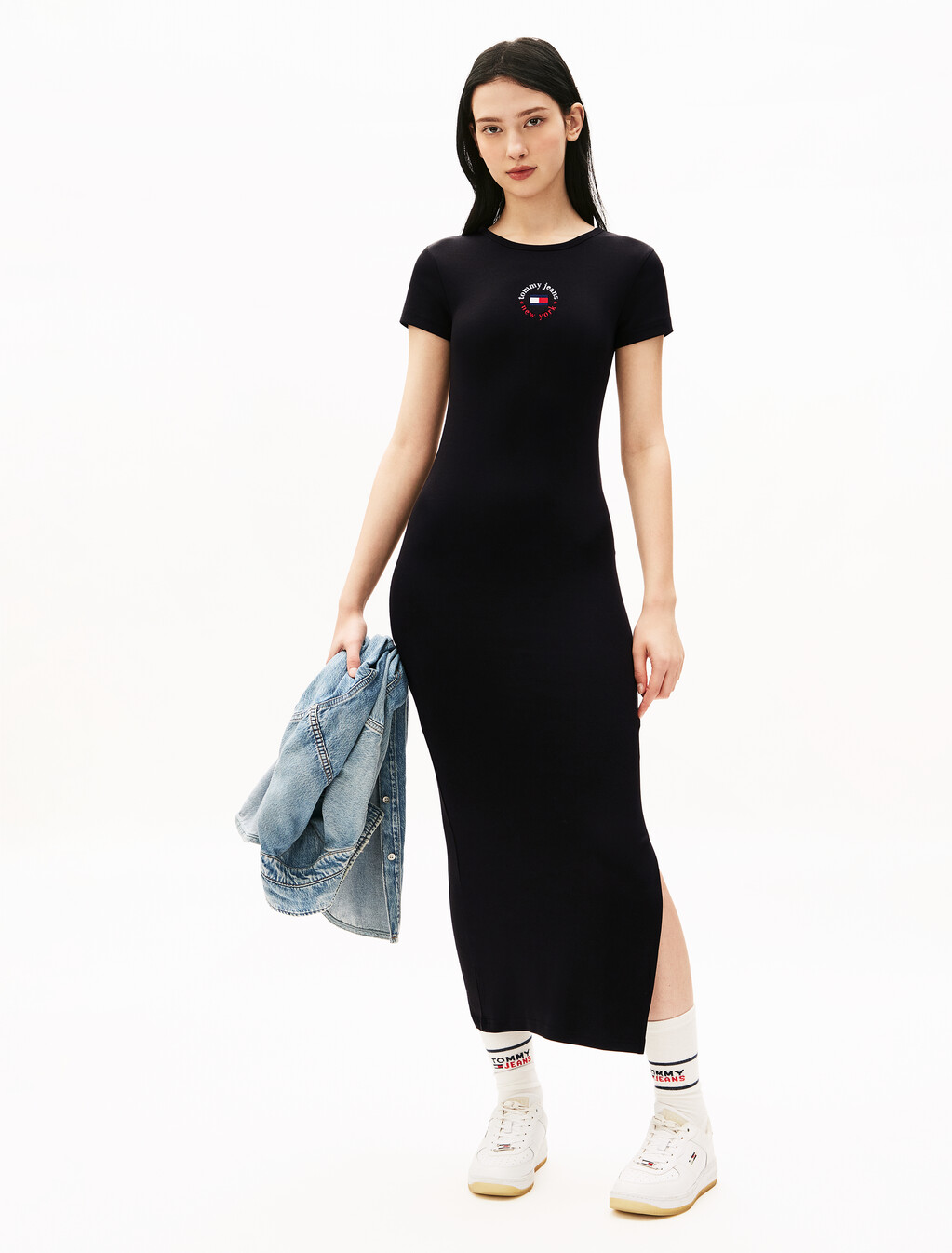 Bodycon T-Shirt Dress, Black, hi-res