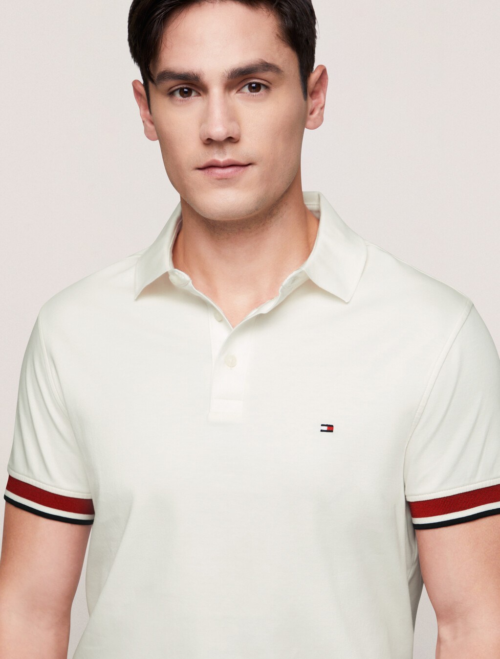 雙面棉質針織袖口 Polo 衫, Ancient White, hi-res