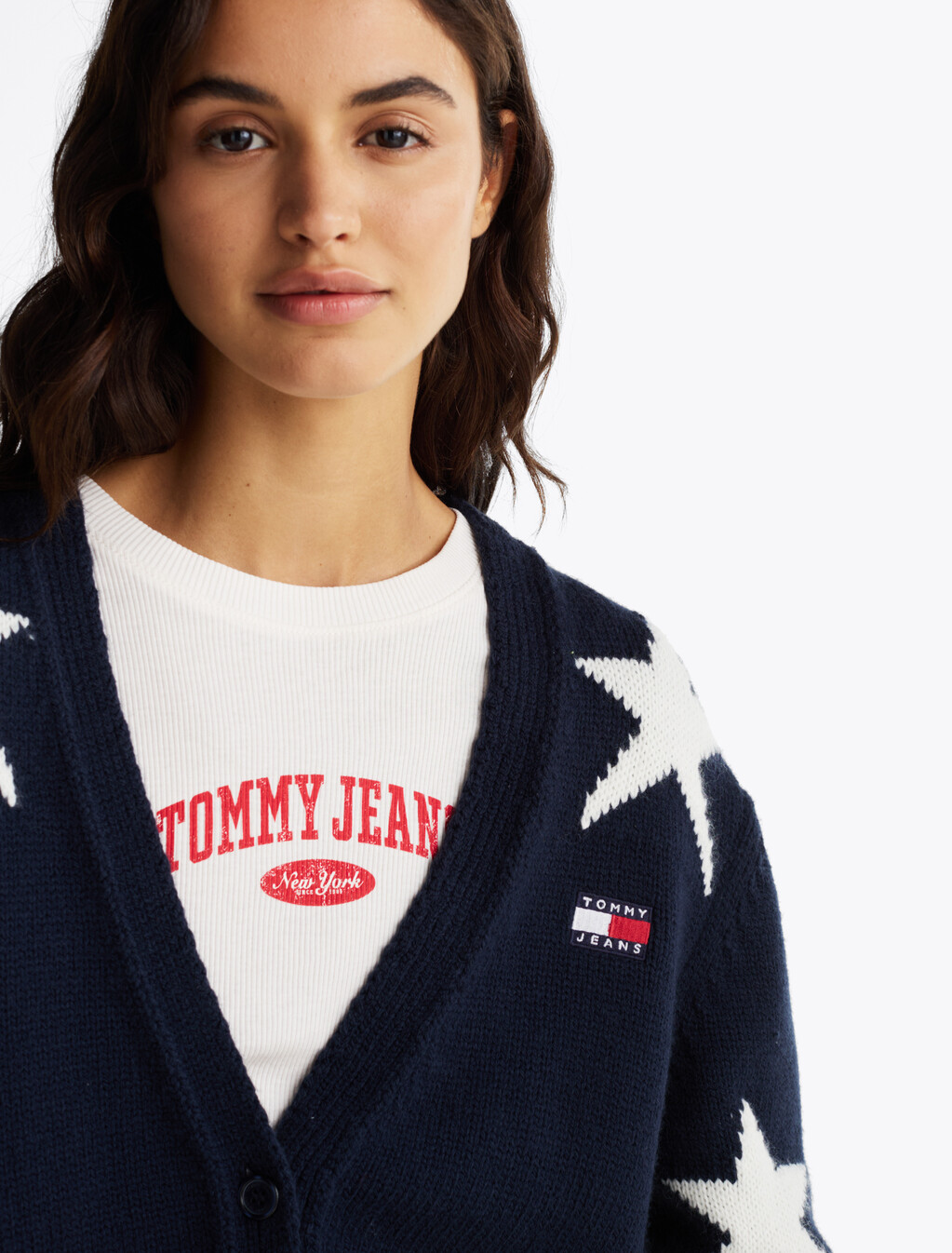 Star Knit Cardigan With Wool, Dark Night Navy, hi-res