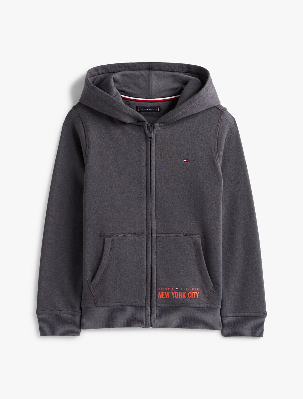 Back Logo Zip-Thru Hoody, Washed Black, hi-res