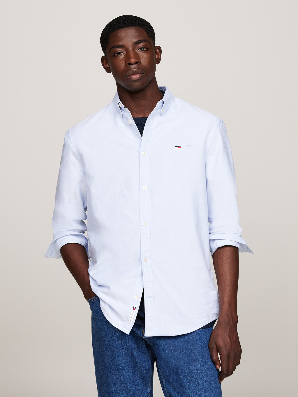 Essential Logo Regular Fit Oxford Shirt, Moderate Blue, hi-res