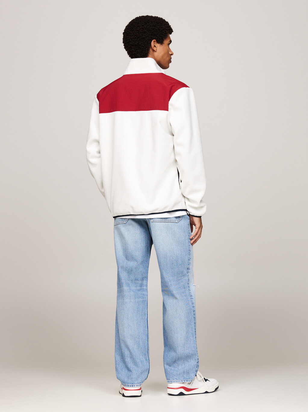 Colour-Blocked Fleece Relaxed Sweatshirt, Regatta Red / Dark Night Navy, hi-res