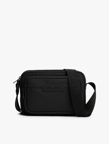 Metal Logo Crossbody Reporter Bag, Black, hi-res