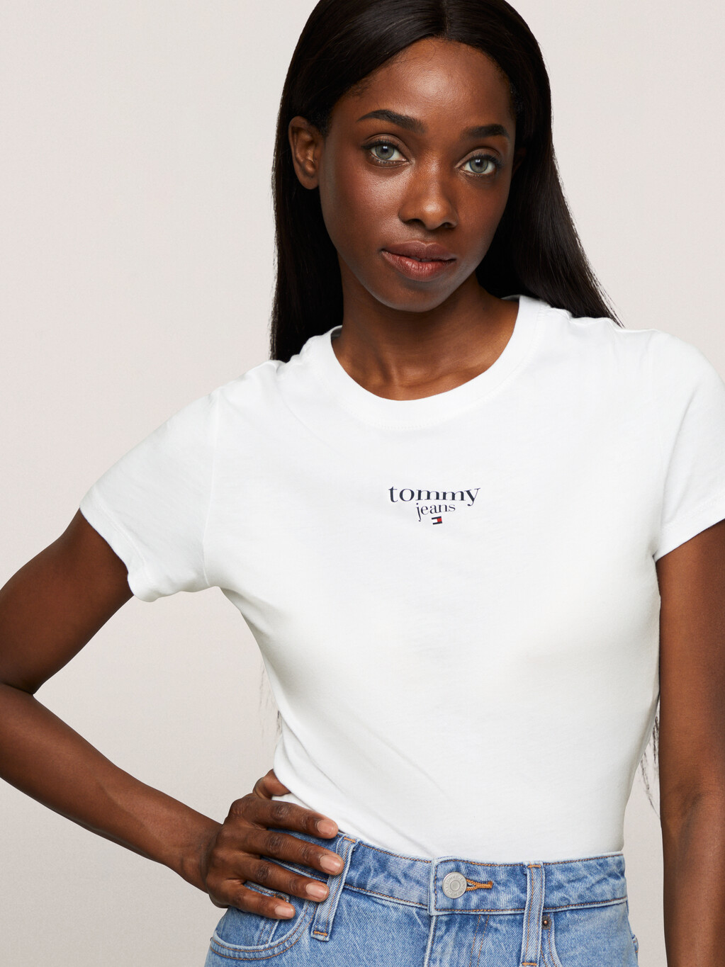 Essential Logo Slim T-Shirt, White, hi-res