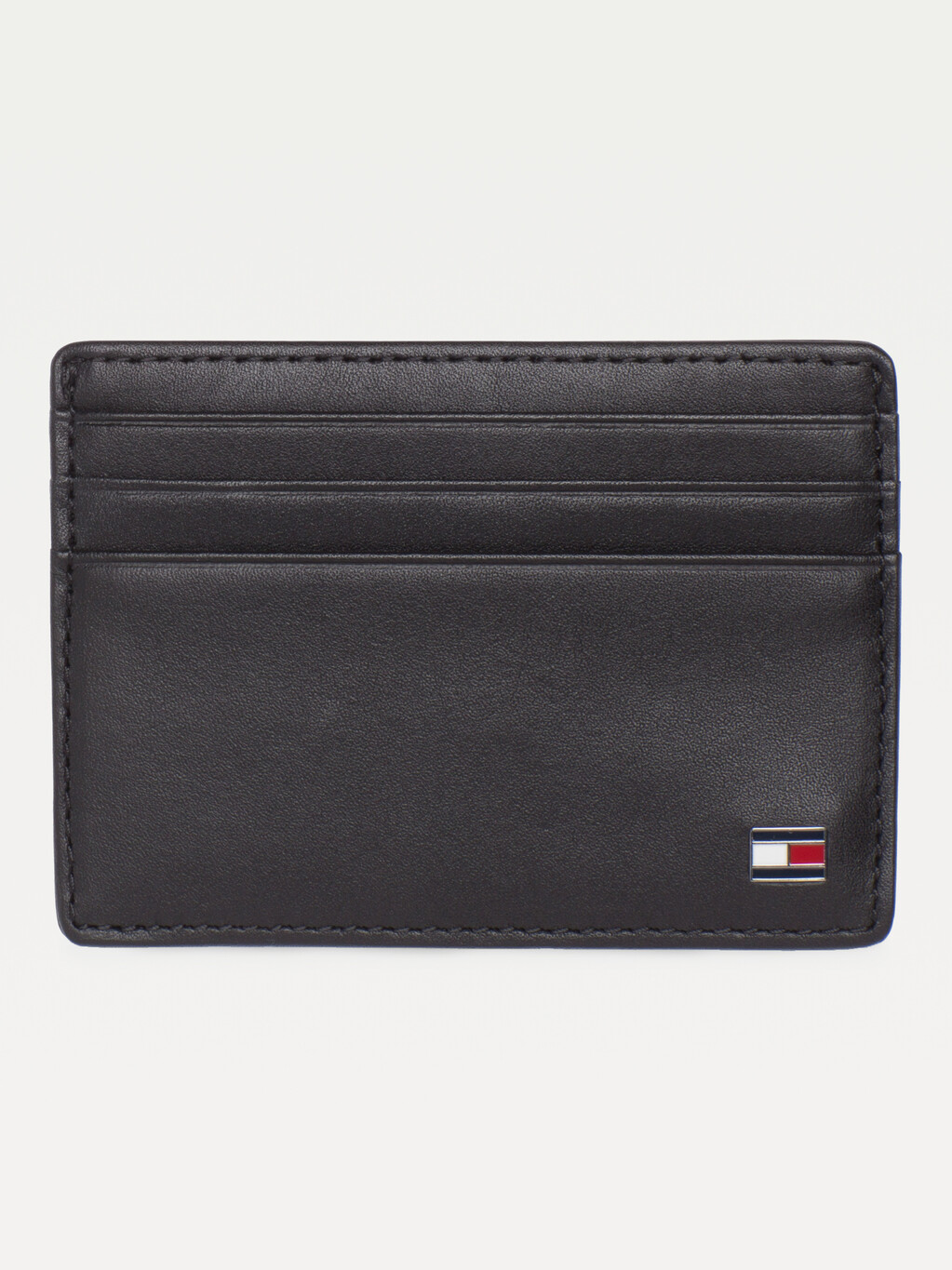 Embossed Logo Leather Card Holder, Black, hi-res