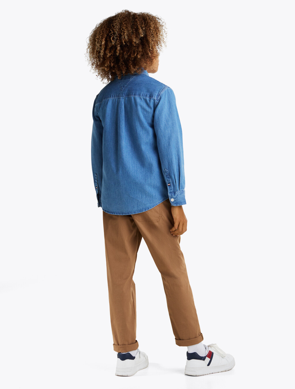 Chambray Denim Shirt, Denim Medium Wash, hi-res