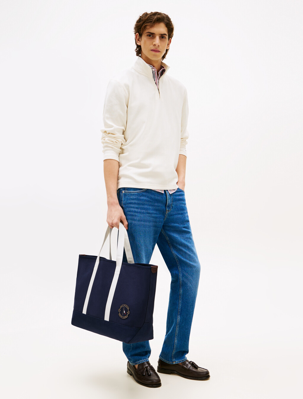 Summer Canvas Tote, Preppy Navy, hi-res