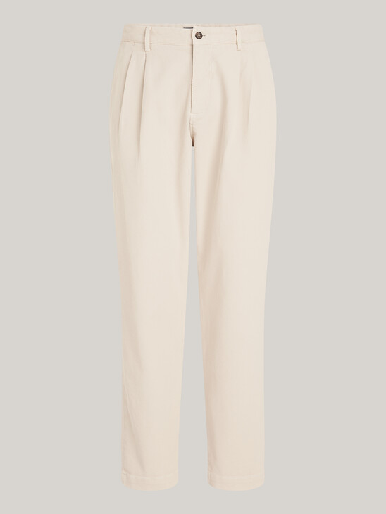 Garment Dyed Twill Pleated Tapered Chinos