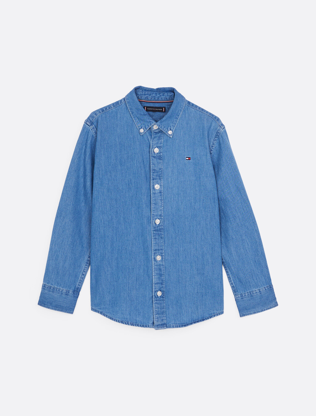 Chambray Denim Shirt, Denim Medium Wash, hi-res