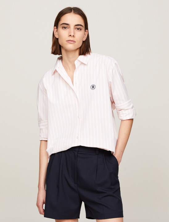 TH Monogram Stamp Relaxed Stripe Shirt