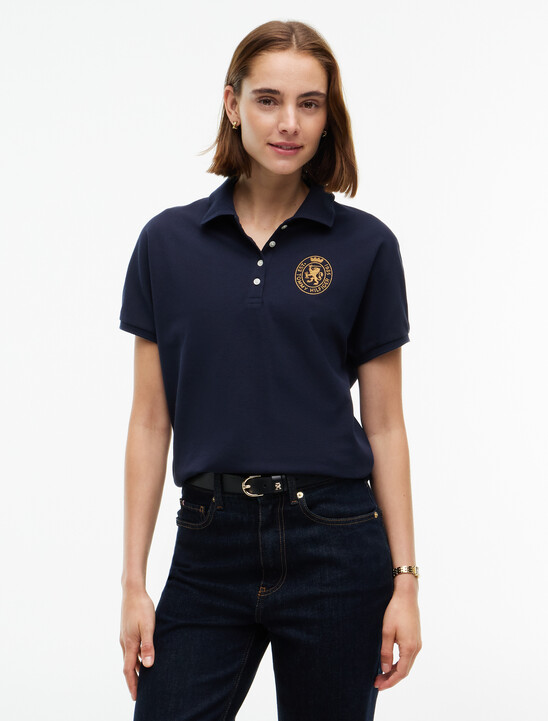 Relaxed Fit Crest Pique Polo Shirt