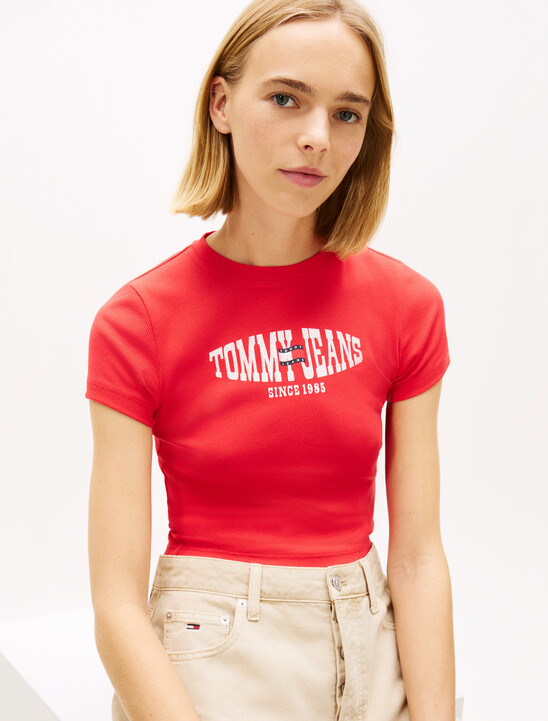 Wavy Flag Ribbed Slim T-Shirt