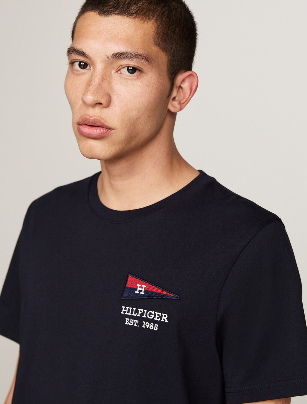 獨家 Hilfiger 旗幟圓領 T 恤, Desert Sky, hi-res