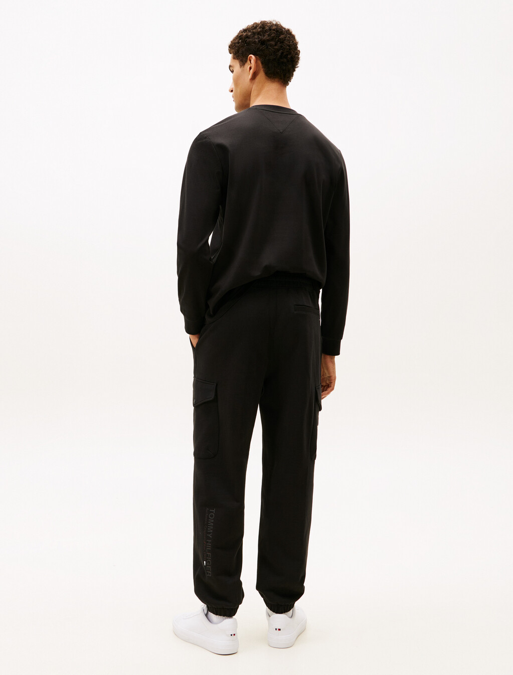 重量級斜紋工裝運動褲, Black, hi-res
