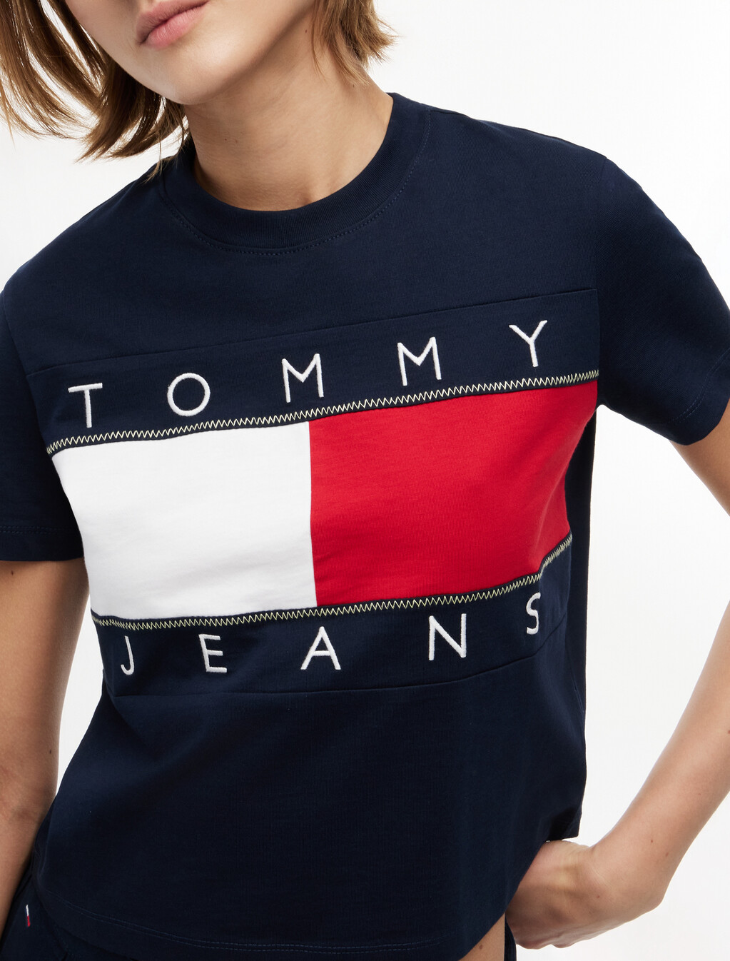 Tommy 旗幟 T 恤, Dark Night Navy, hi-res