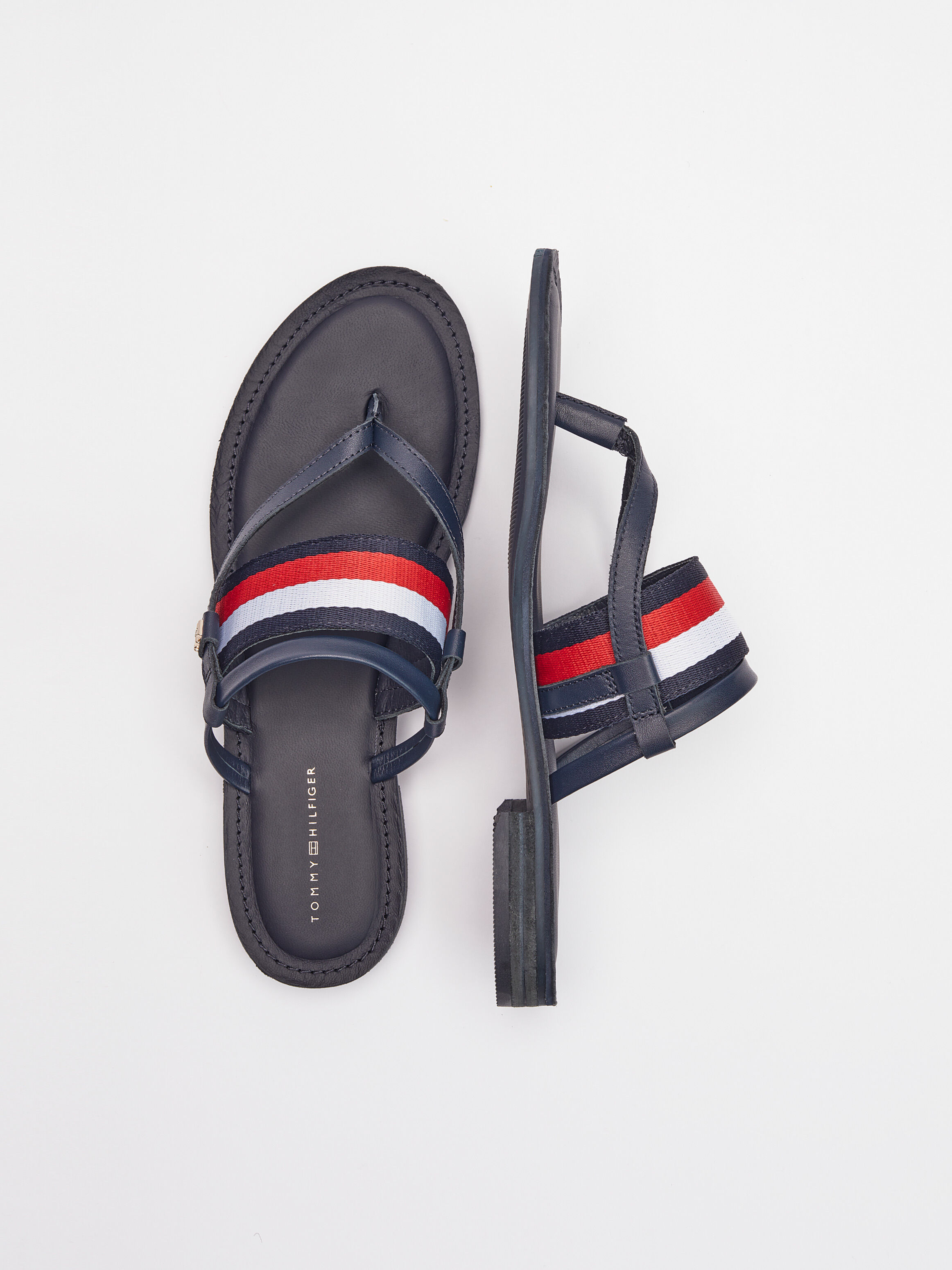 Tommy hilfiger sale flip flops leather