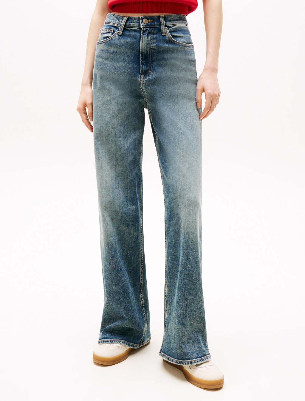 Claire 高腰寬筒牛仔褲, Denim Dark, hi-res