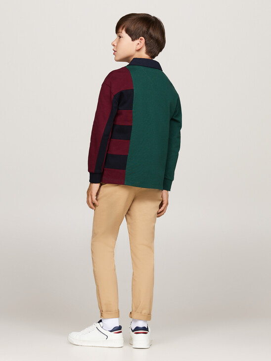 Colour-Blocked Long Sleeve Regular Polo Shirt