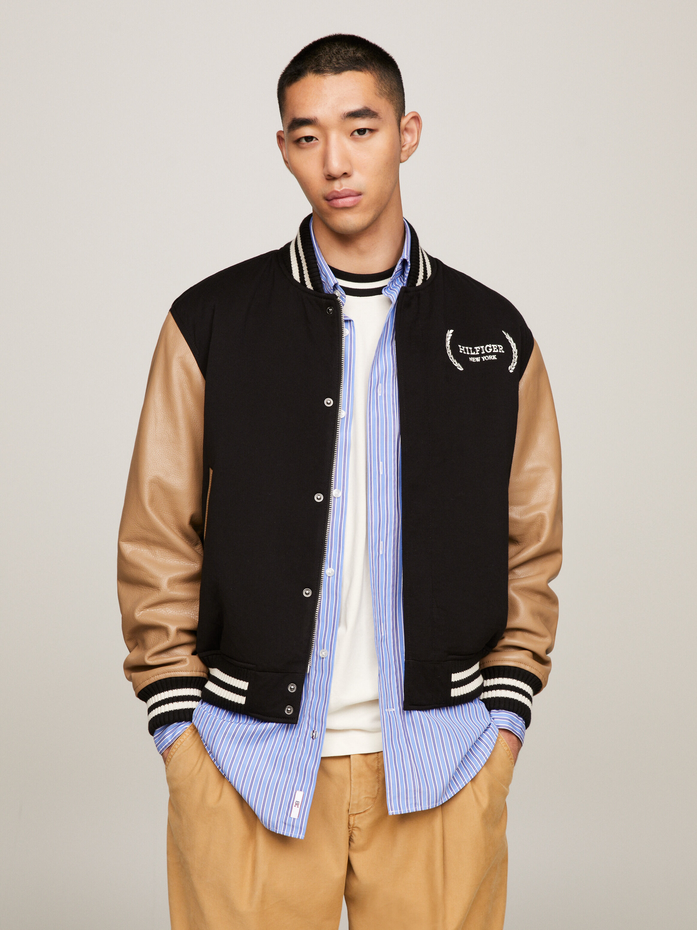 Tommy hilfiger men's retro varsity letterman's bomber jacket cheap
