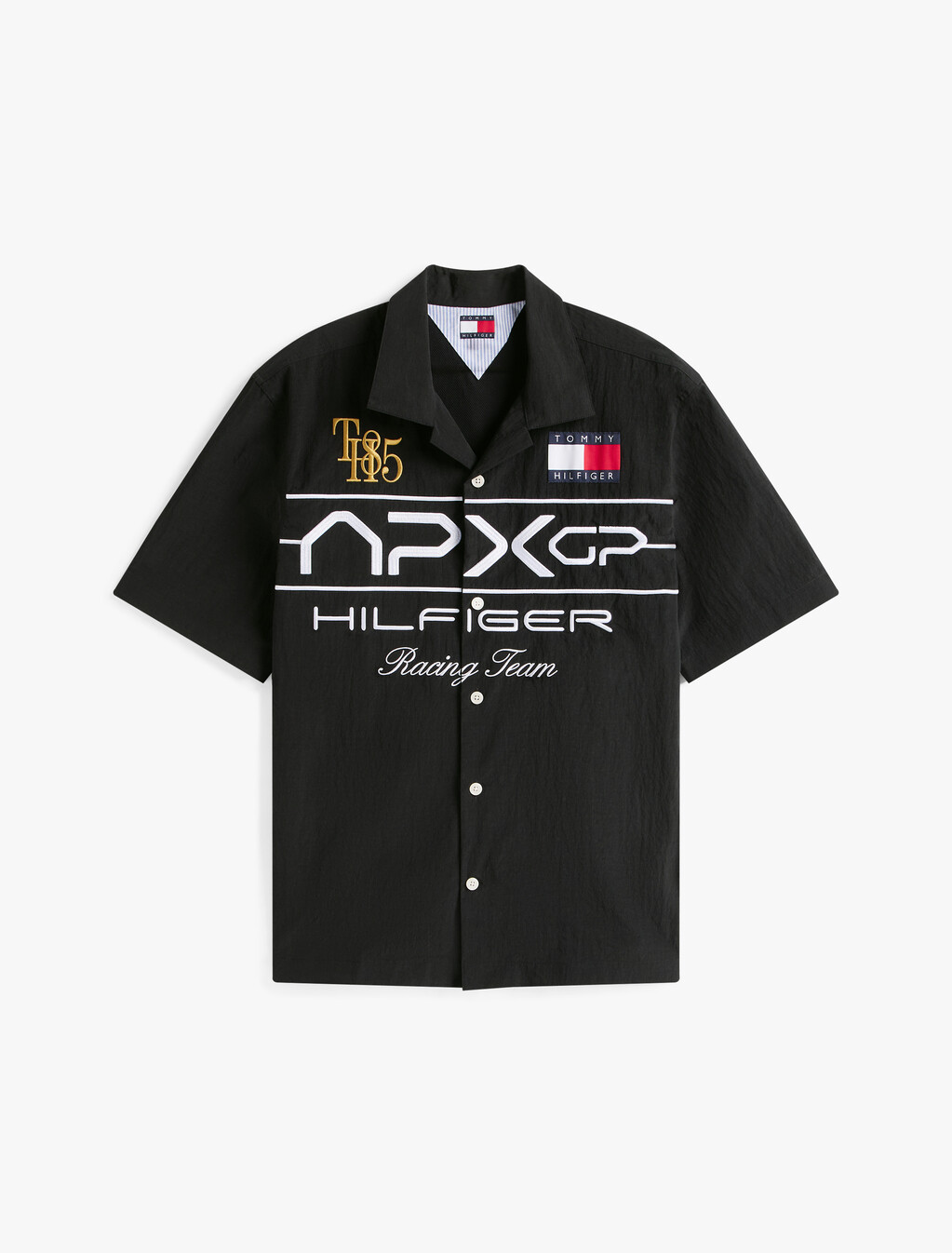 APXGP 系列短袖緞面襯衫, Black, hi-res