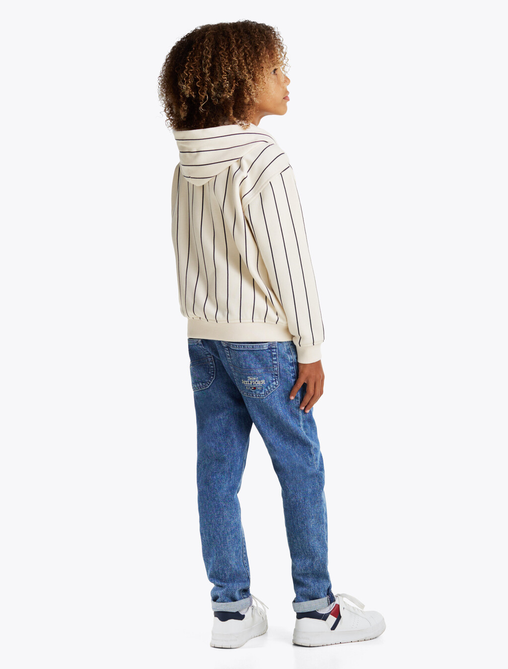Hilfiger Monotype 條紋飛行員款連帽運動衫, White Stripe, hi-res