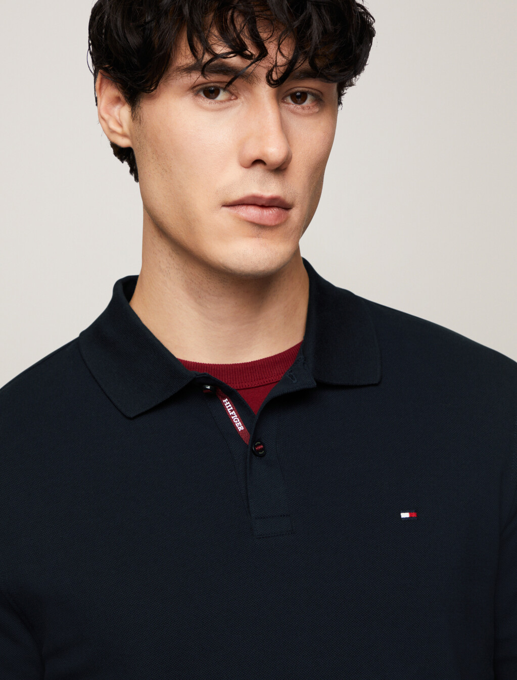 Logo Placket Long Sleeve Polo, Desert Sky, hi-res