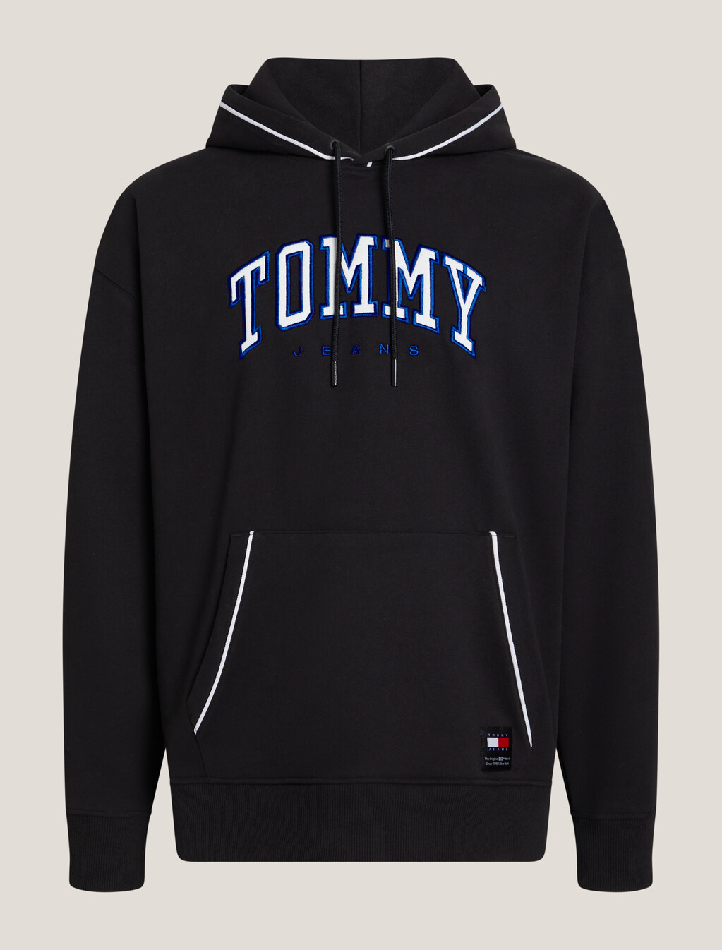Varsity Piping Hoodie, Black, hi-res