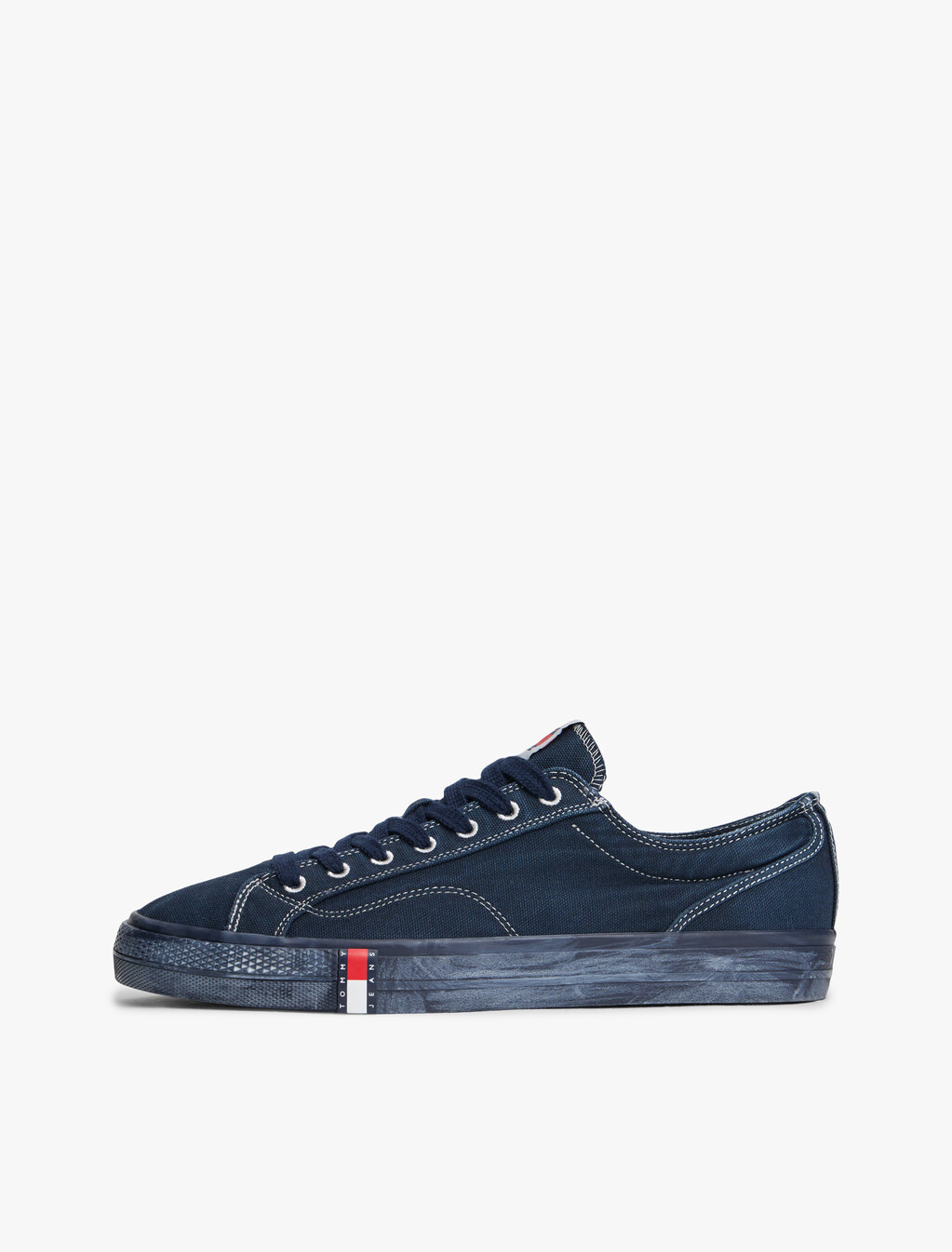 Archive Flag Stripe Washed Canvas Trainers, Dark Night Navy, hi-res
