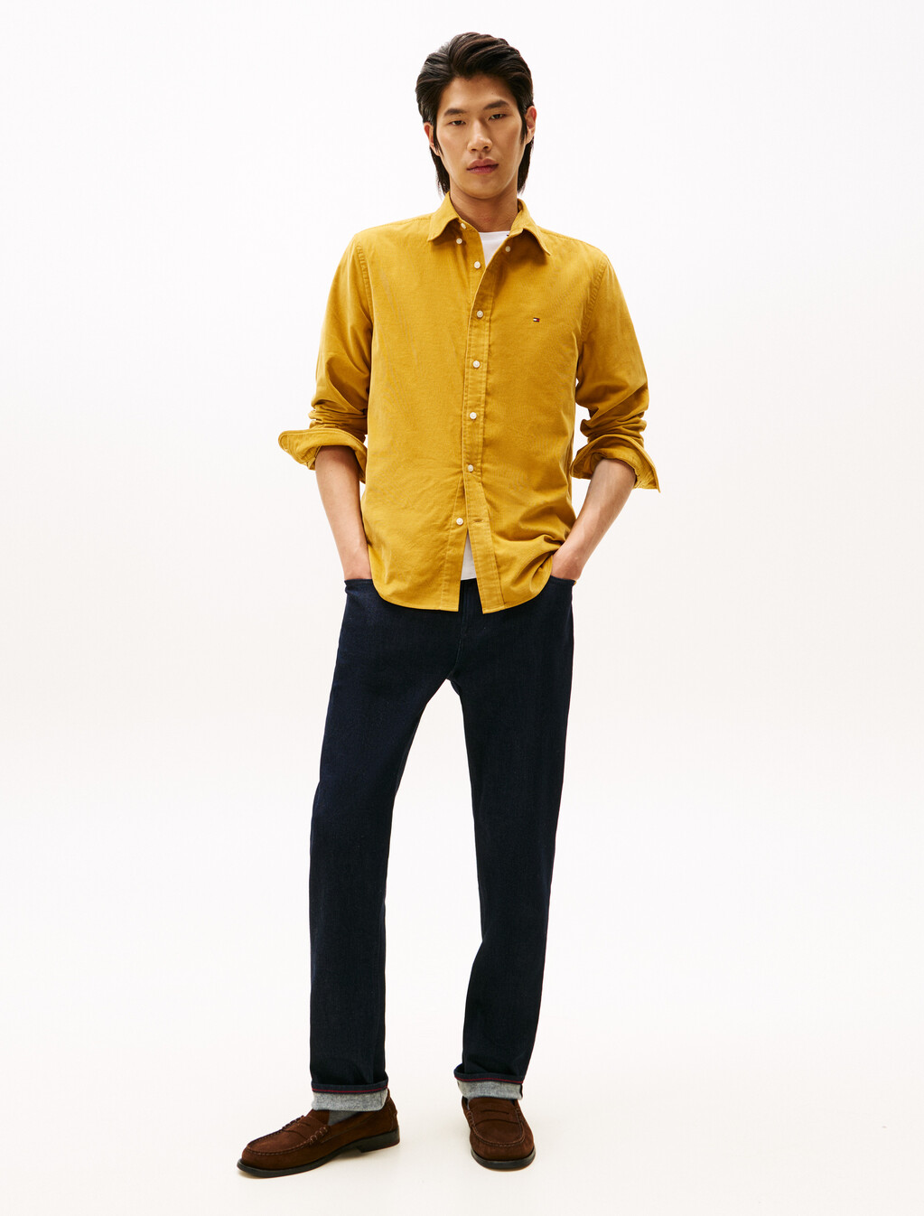 亞洲版型純色燈芯絨襯衫, Countryside Yellow Cord, hi-res