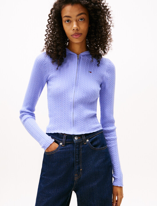 Essential Cable Knit Zip Jacket