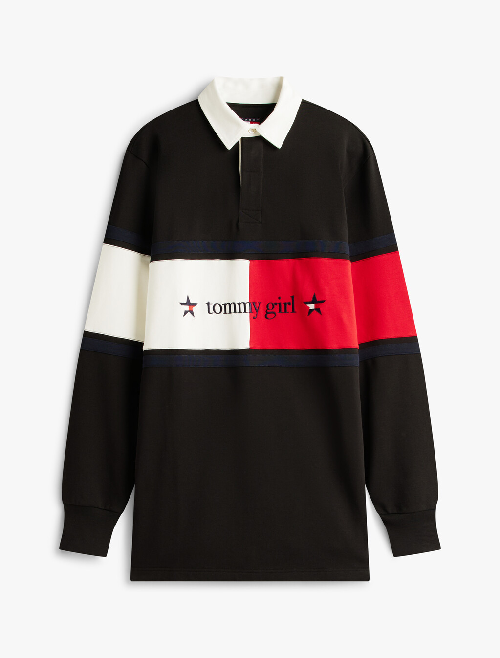 Tommy Girl Star Graphic Rugby Dress, Black, hi-res