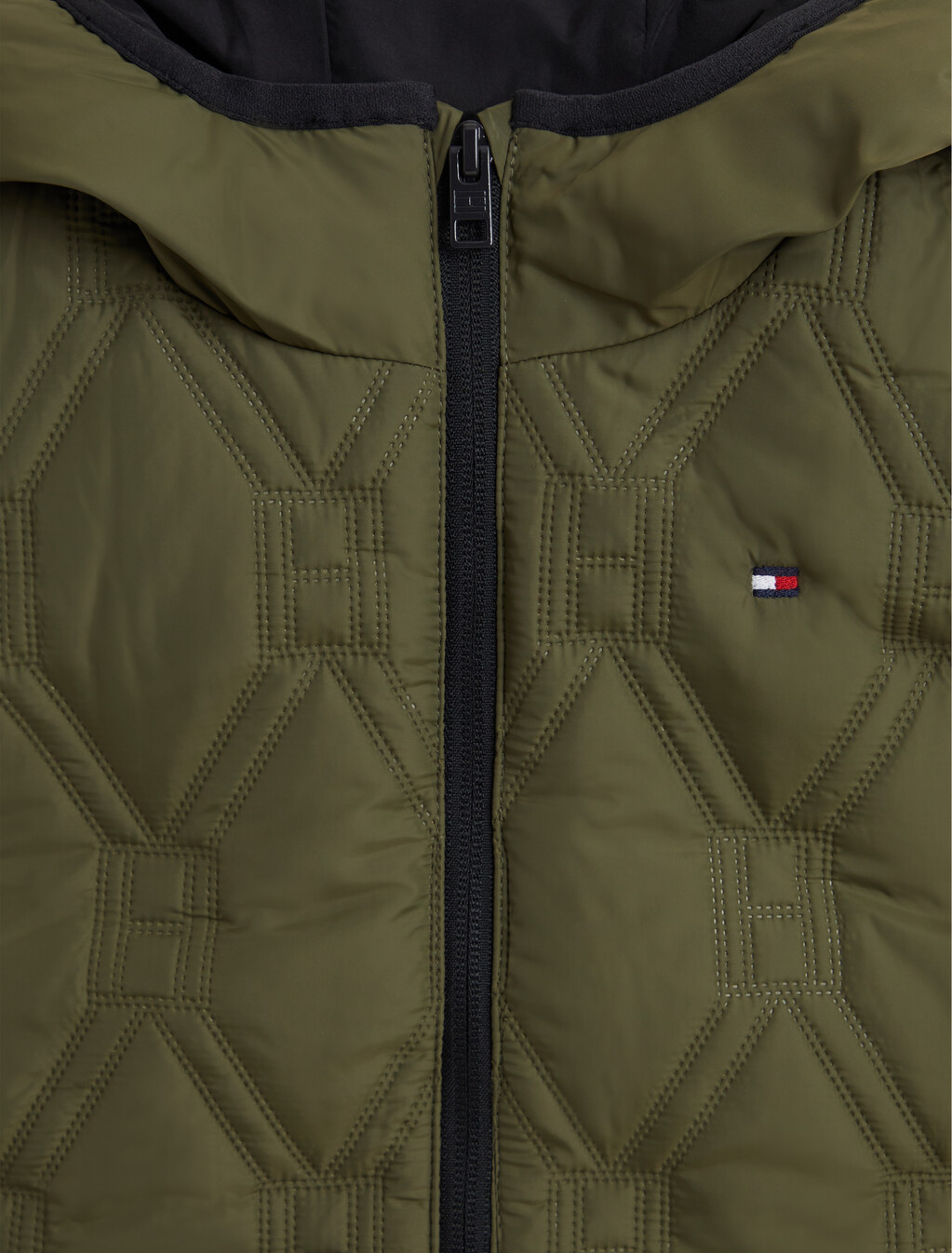 Boys Hilfiger Quilted Vest With Hood, Utility Olive, hi-res