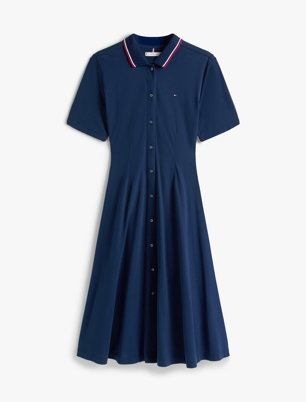 針織合身喇叭版型 Polo 洋裝, Dark Night Navy, hi-res