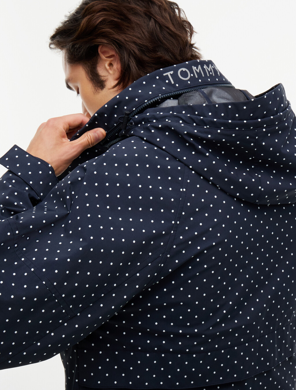 波卡圓點風衣, Navy Blue Polka Dot, hi-res