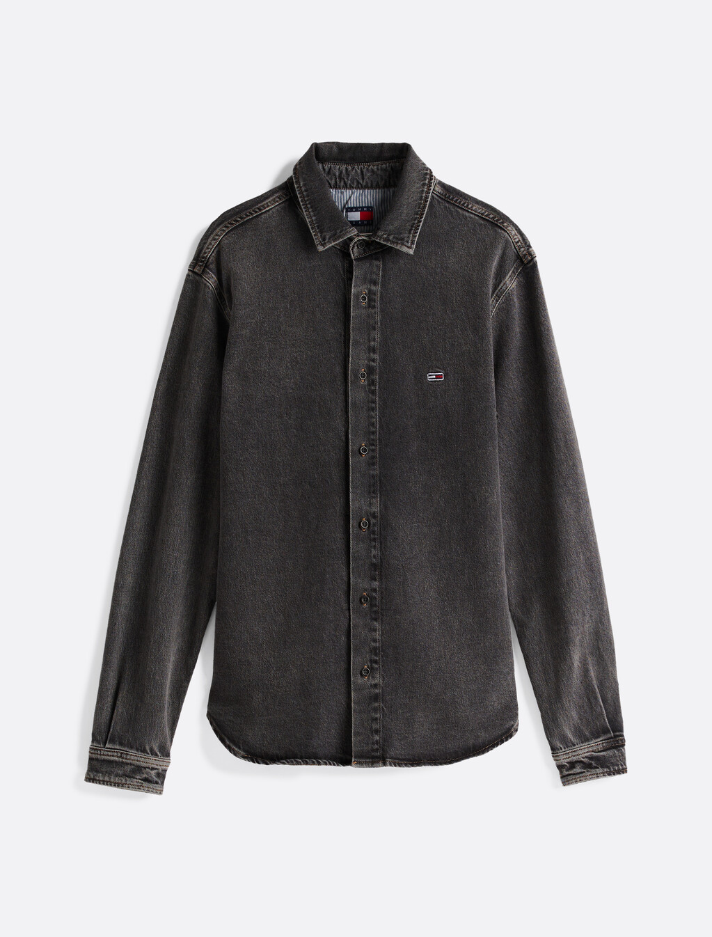 Regular Fit Faded Denim Overshirt, Denim Black, hi-res
