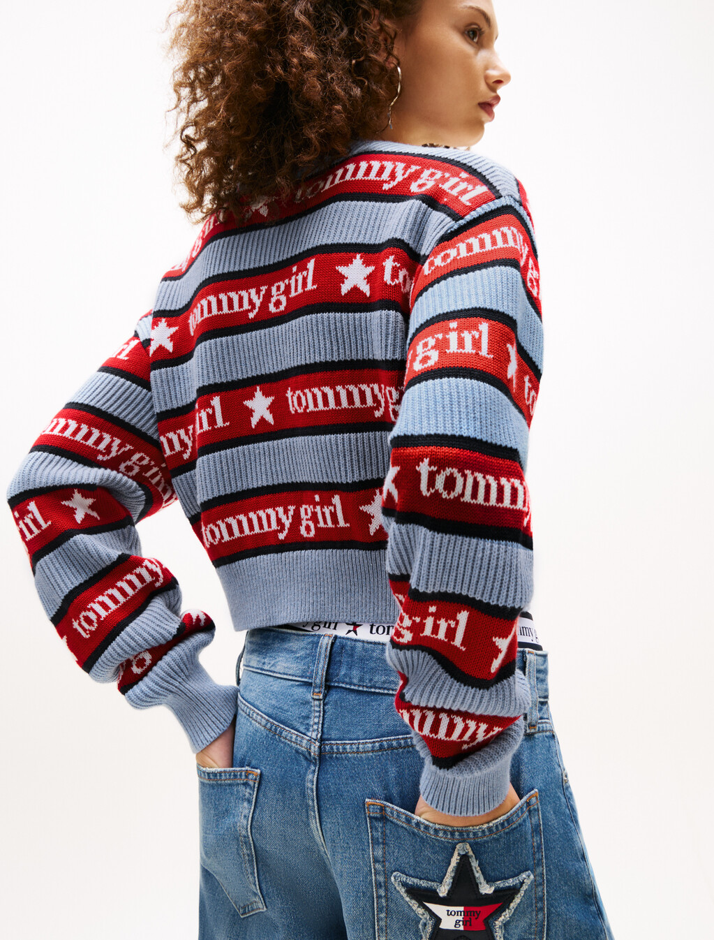 Tommy Girl 寬鬆條紋毛衣, Sweet Blue, hi-res