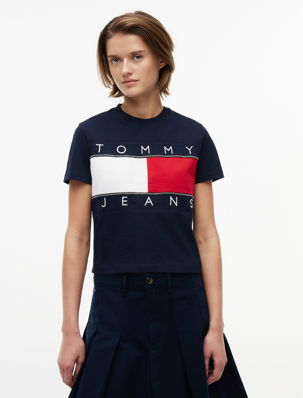 Tommy 旗幟 T 恤, Dark Night Navy, hi-res