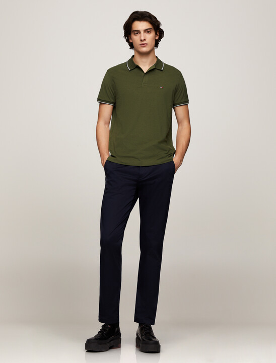 Regular Tipped Jersey Polo Shirt, Army Green Regular Tipped Jersey Polo Shirt