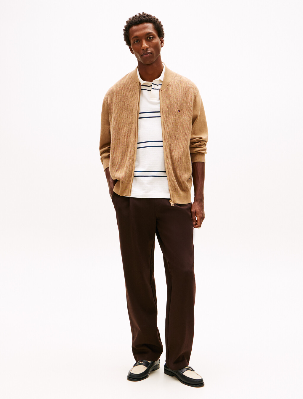 Textured Zip Through Bomber Jacket, Safari Canvas, hi-res