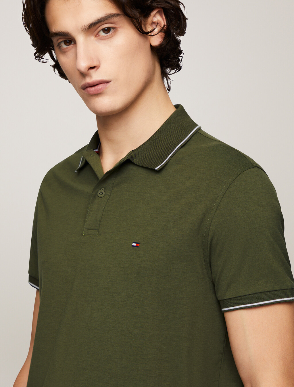 標準版型飾邊平紋 Polo 衫, Army Green, hi-res