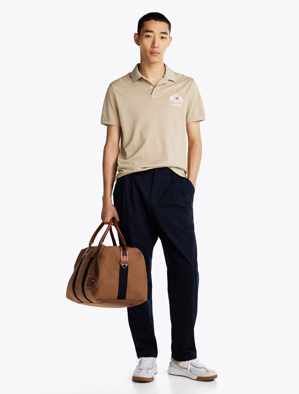 標準版型標誌刺繡 Polo 襯衫, Sandalwood, hi-res