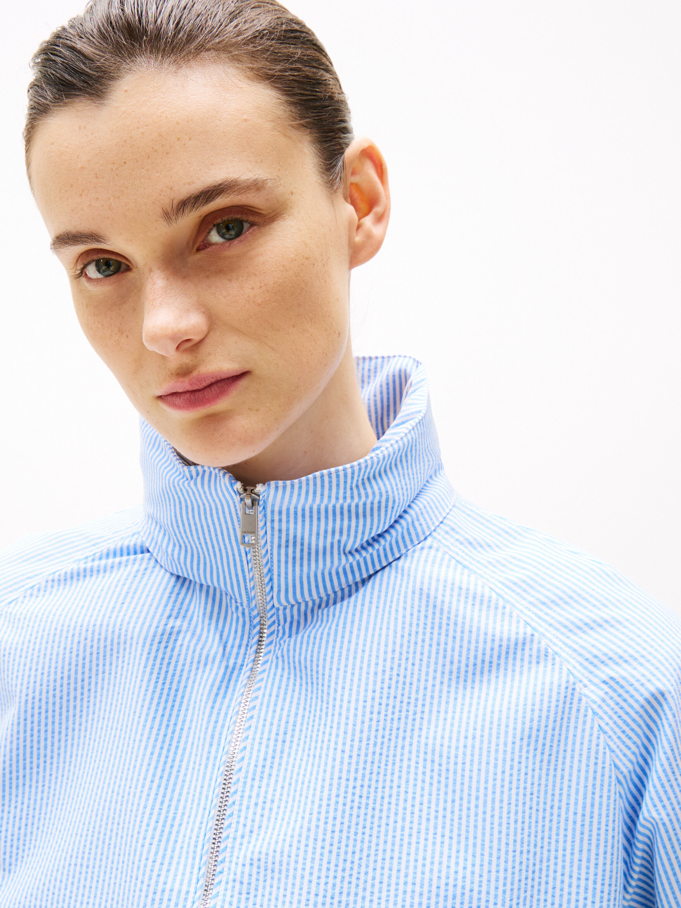 ★RAIVE★ Shirring String Wind Breaker in S/Blue VW4MM21321 Seersucker Windbreaker | blue | Tommy Hilfiger Taiwan