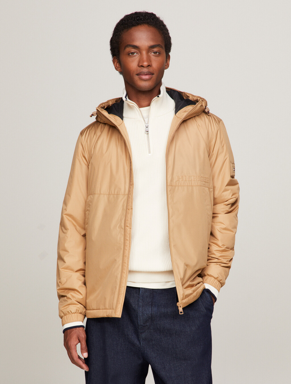 Logo Hooded Portland Jacket, Classic Khaki, hi-res