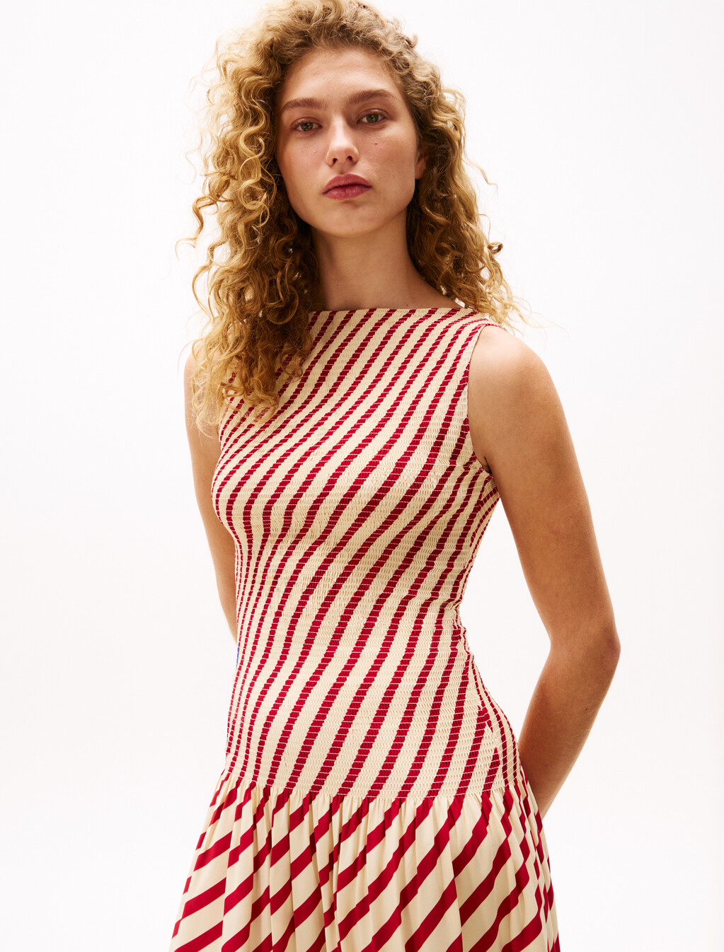 The Sofia Capsule Stripe Maxi Dress, Medium Red Stripe, hi-res